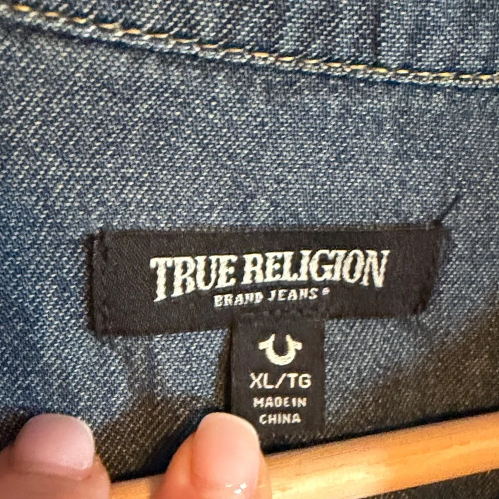 True Religion Indigo Chambray Denim Button-Up Shirt
